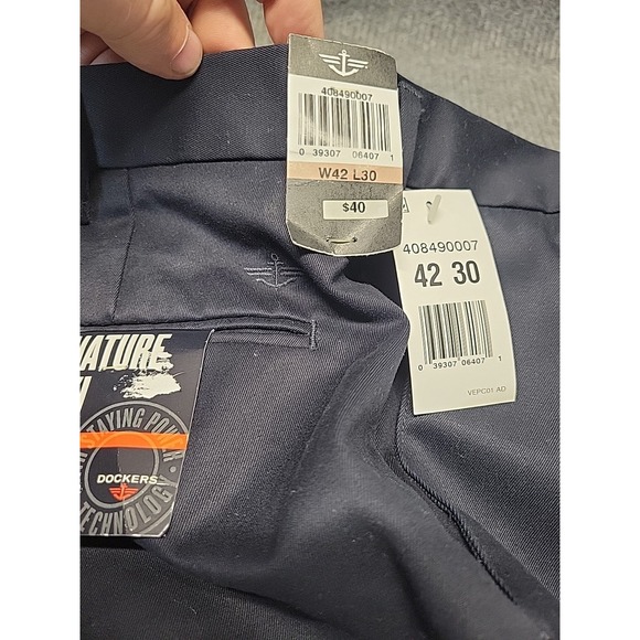 NWT Mens Dockers‎ Signature Classic Fit Dark Blue 42x30 - Picture 7 of 9